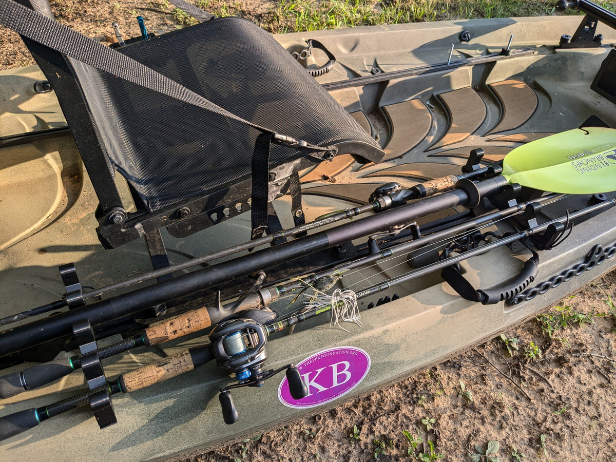 Nucanoe kayak with 3DYAK rod stagers